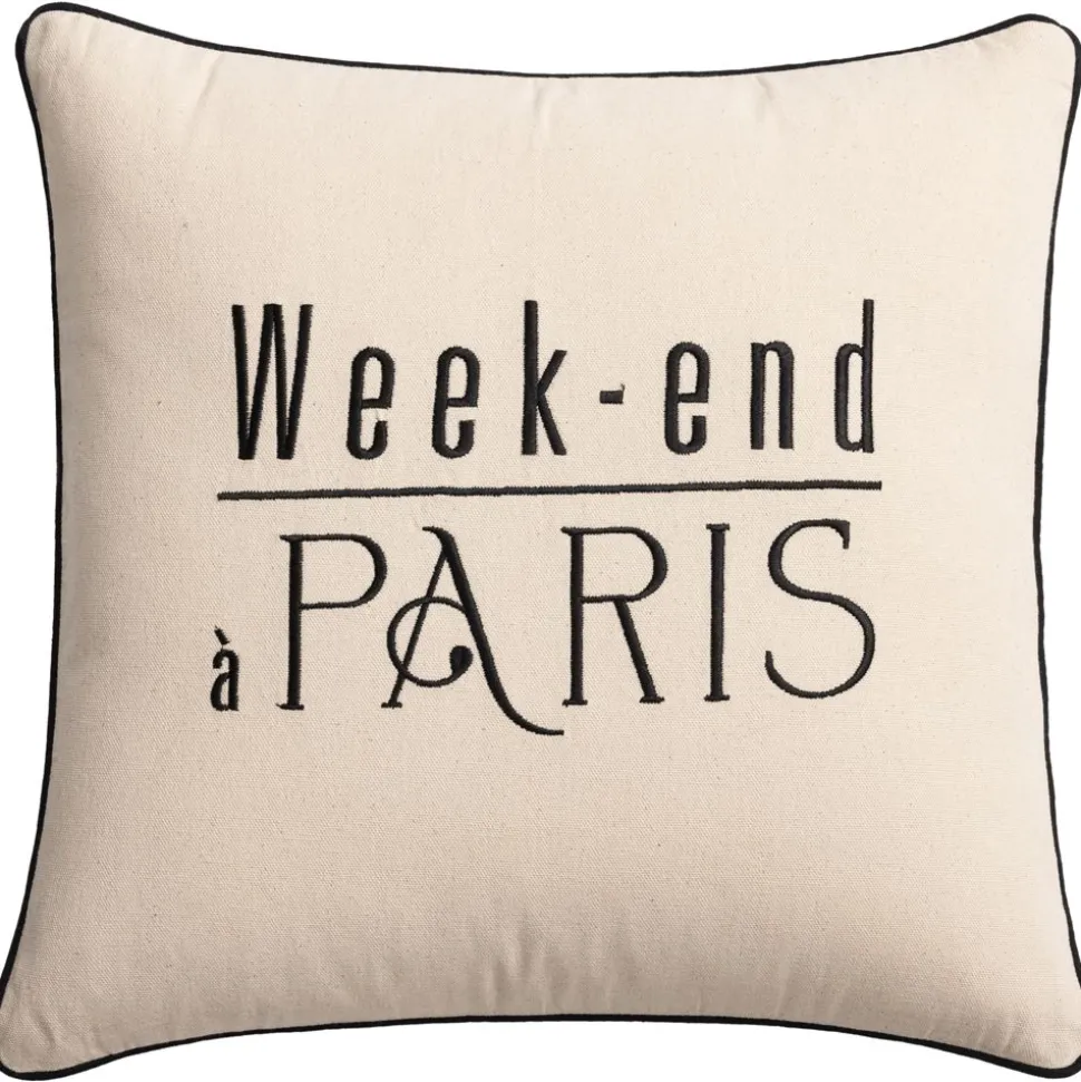 Becquet Coussin brodé "week-end à Paris"