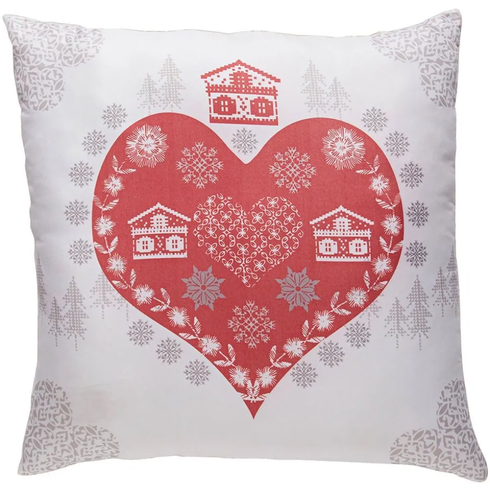 Becquet Coussin style chalet motif cœurs