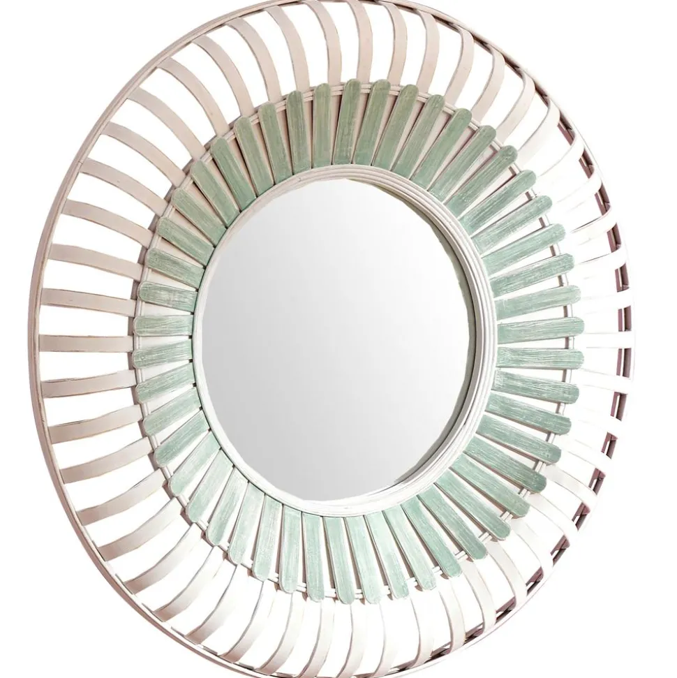 Becquet Grand miroir rond en bambou