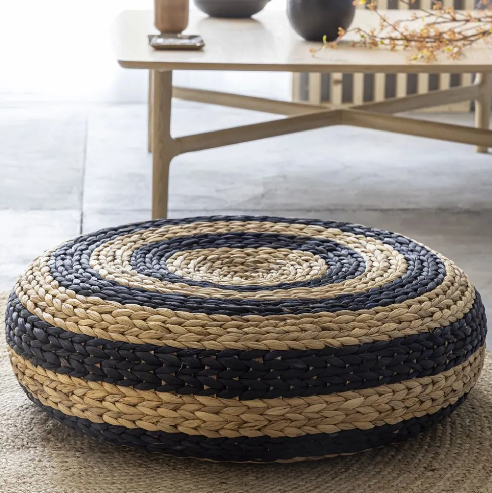 Becquet Grand pouf rond tressé