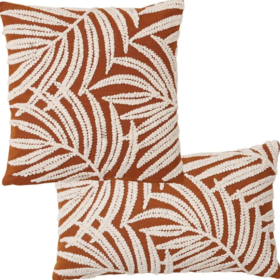 Becquet Housse coussin brodée motif feuilles