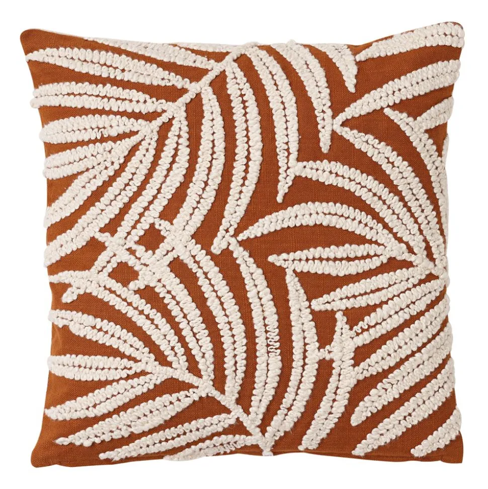 Becquet Housse coussin brodée motif feuilles