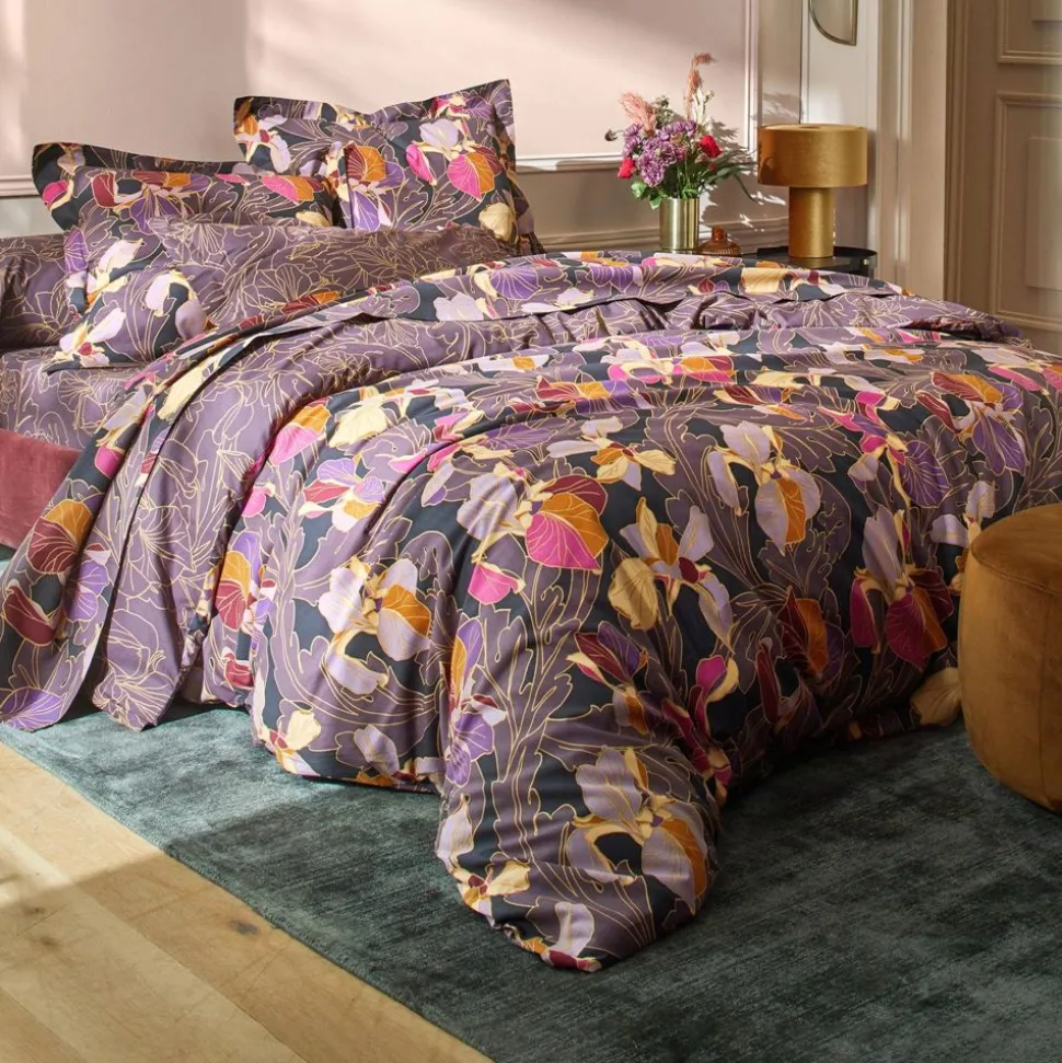 Becquet Linge de lit motif bouquets d'iris - CRÉATION