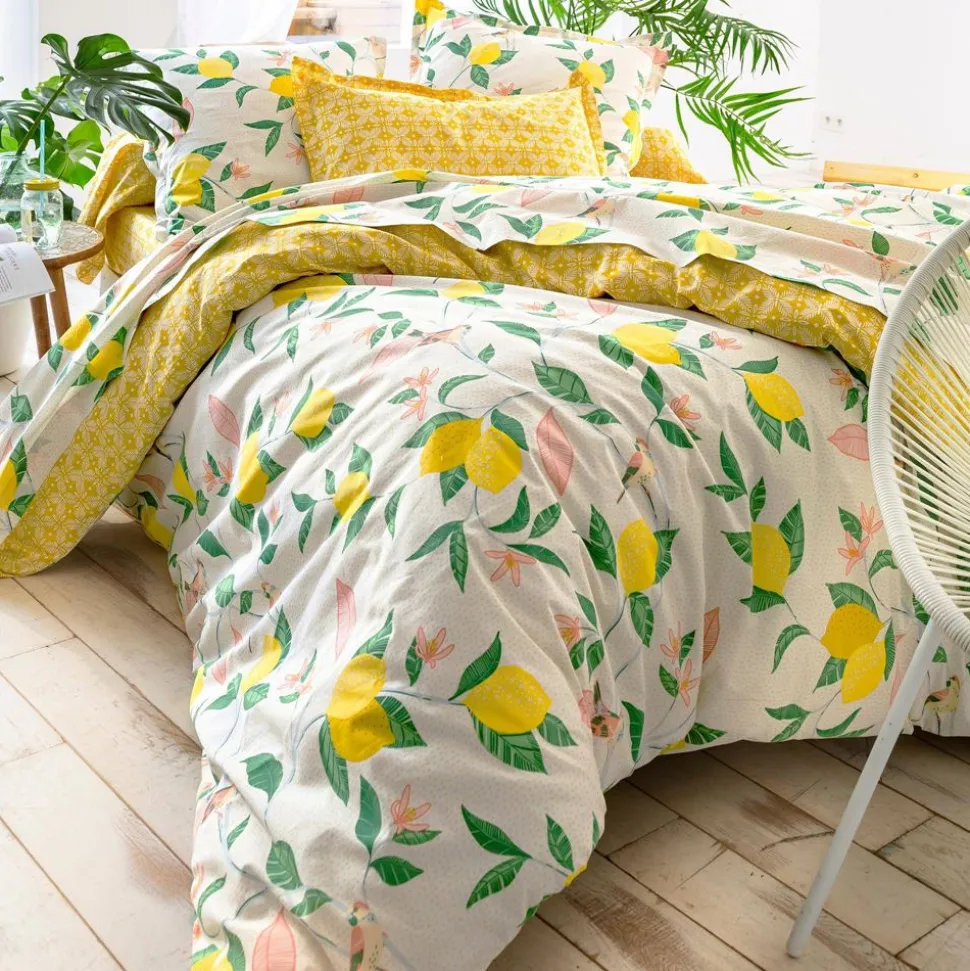 Becquet Linge de lit motif citrons et oiseaux – CRÉATION