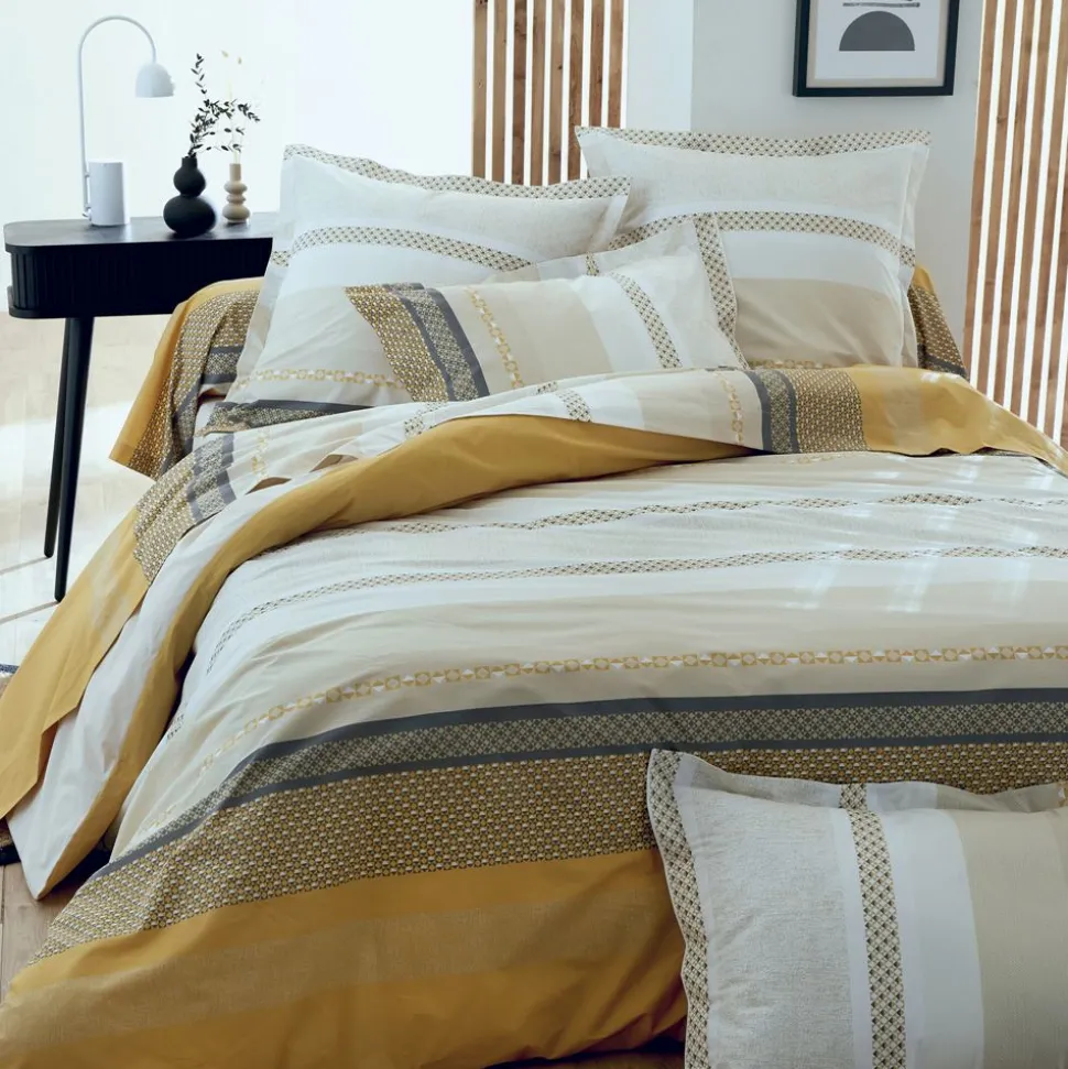 Becquet Linge de lit percale motif bandes géométriques