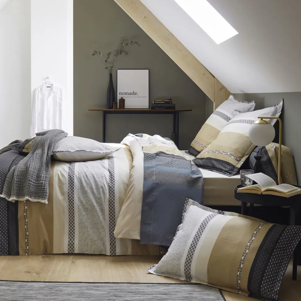 Becquet Linge de lit percale motif bandes géométriques