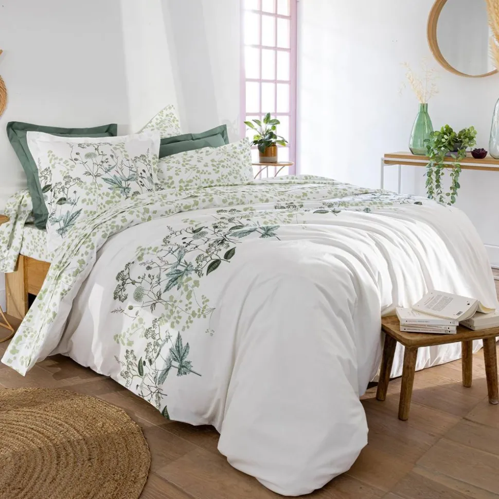 Becquet Linge de lit percale motif végétal - CRÉATION