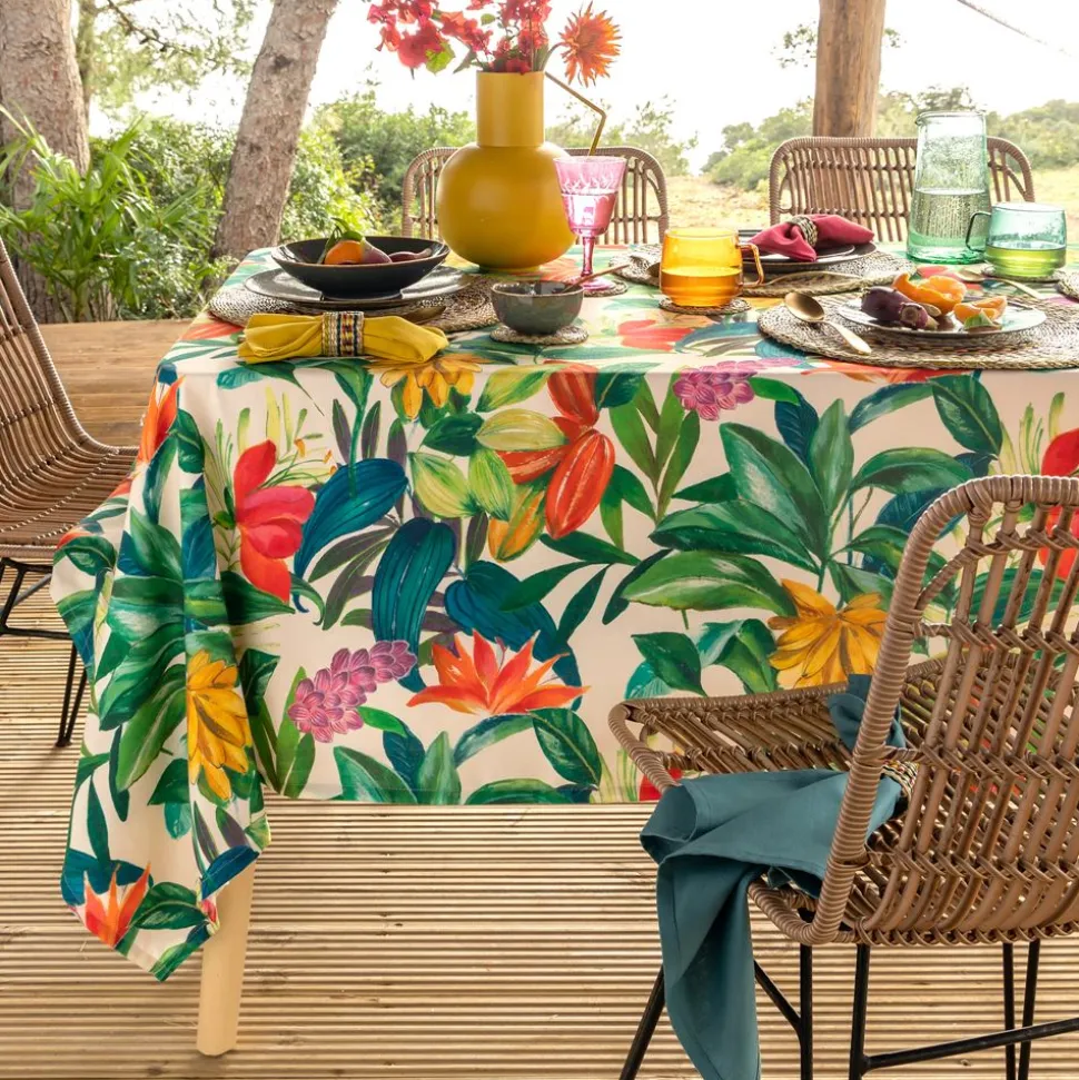 Becquet Nappe en coton antitache motif tropical