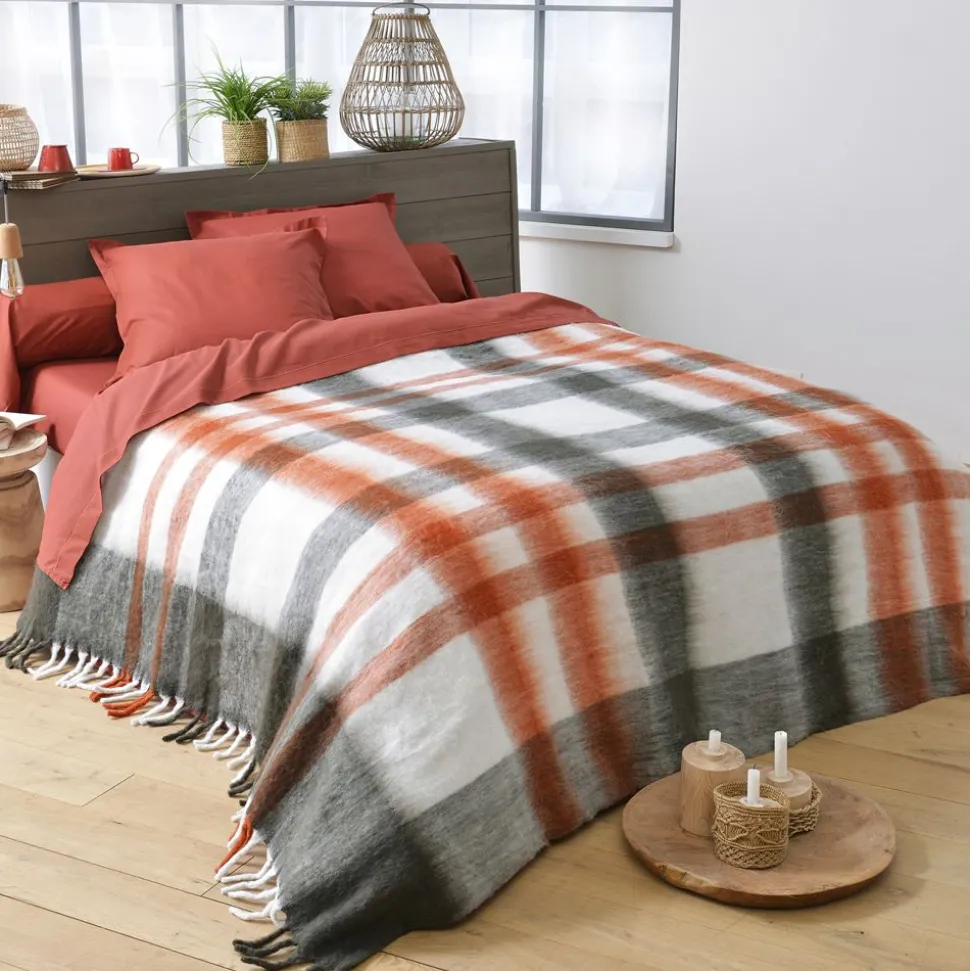 Becquet Plaid et couverture à carreaux ultradoux et duveteux - Tempéré - 360 g/m²