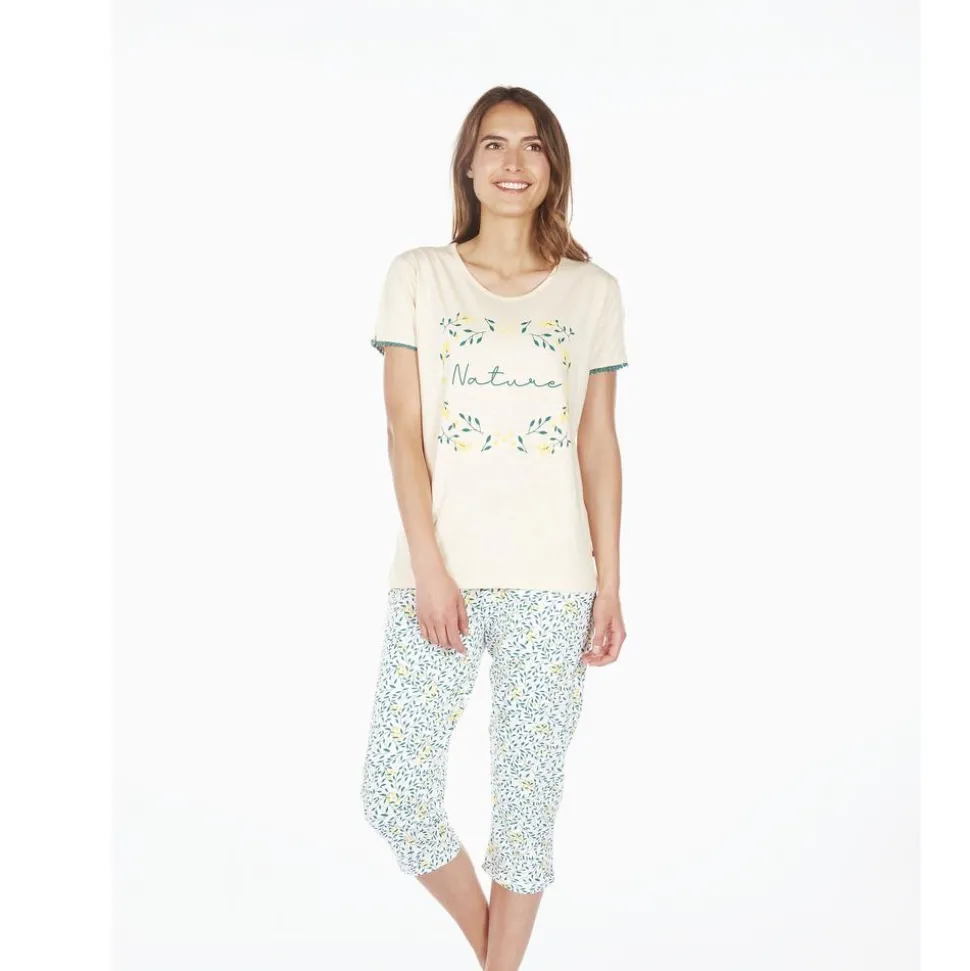 Femme Becquet Pyjama corsaire femme motif nature