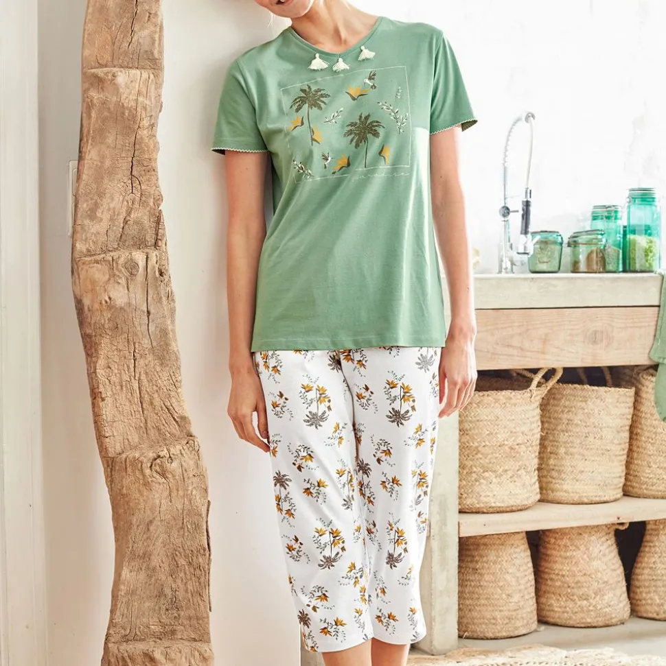 Becquet Pyjama corsaire femme motif tropical