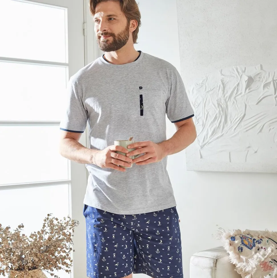 Homme Becquet Pyjama short homme micromotifs marins - DODO HOMEWEAR