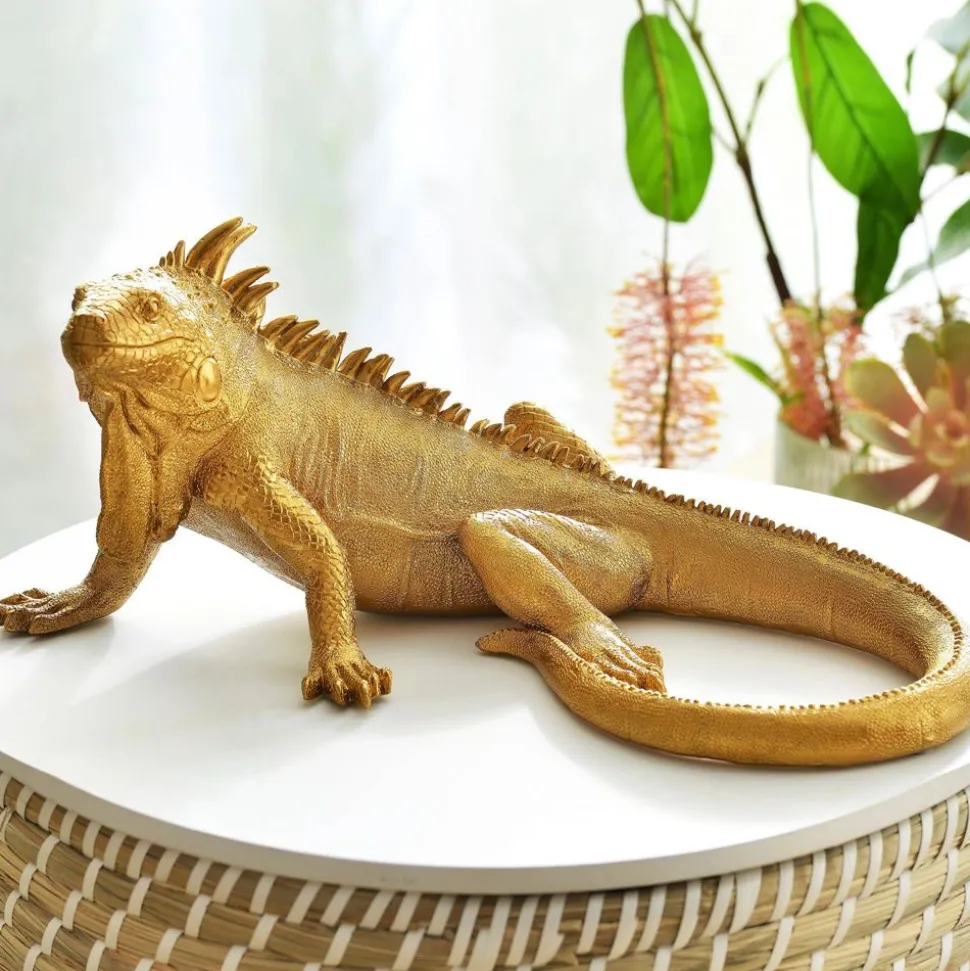 Becquet Statuette iguane doré