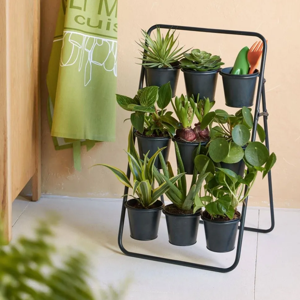 Becquet Support plantes 9 pots en métal