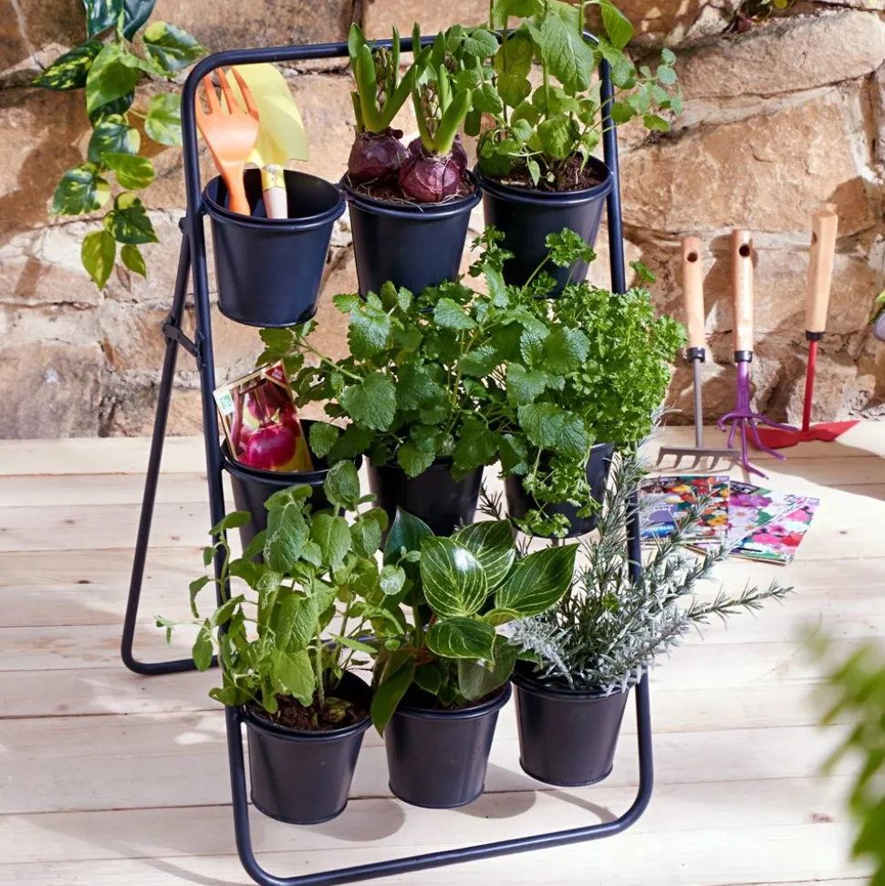 Becquet Support plantes 9 pots en métal