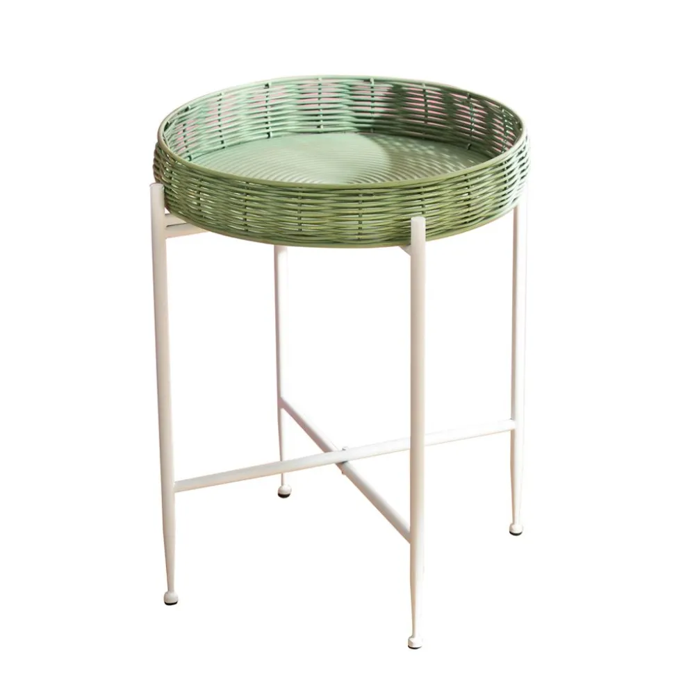 Becquet Table basse ronde blanche et verte